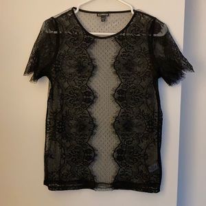Express Black Lace Sheer Top
